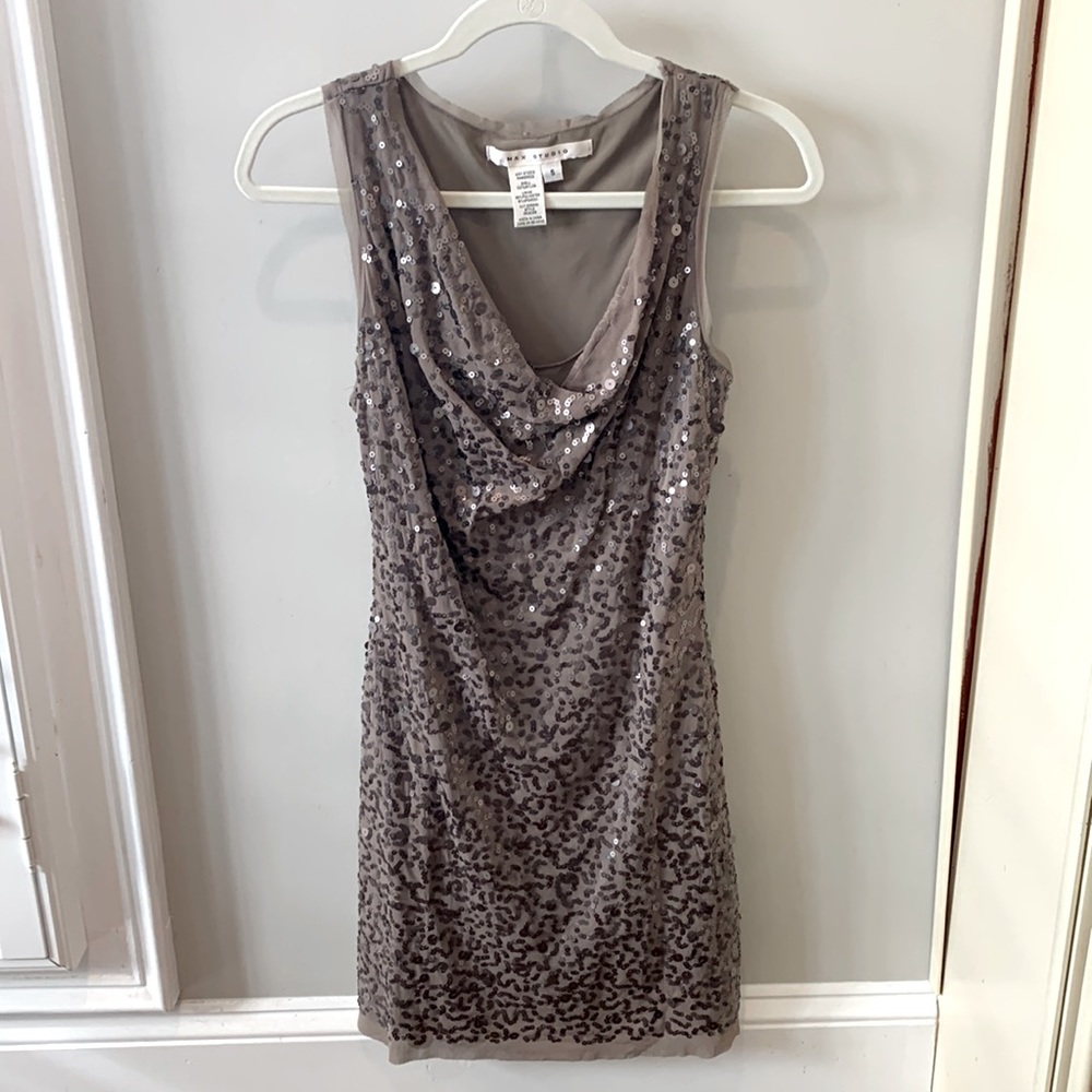Max Studio women’s small taupe sequined dress